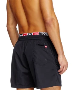 Alternative view of מכנסי ים באורך בינוני עם שרוך מותן ולוגו - שחור