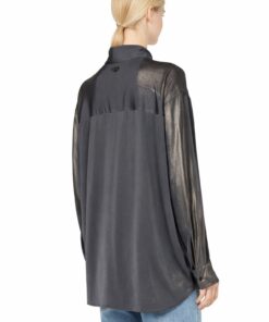 Alternative view of חולצה מג׳רזי מתכתי סטרץ׳ - שחור