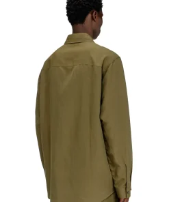 Alternative view of חולצת פשתן עם לוגו רקום - ירוק זית