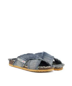 Alternative view of כפכפי פלטפורמה D-Woodstock עם רצועות מוצלבות מדנים פרום וסוליית פלטפורמה - כחול בינוני