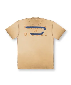 Alternative view of טישרט שרוול קצר גזרה משוחררת הדפס קדמי ואחורי - חול