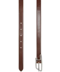 Alternative view of חגורת עור צרה עם אבזם D ממוסגר - חום