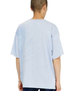 Alternative view of טישרט בגזרה נינוחה עם הדפסי פיגמנט - כחול בהיר