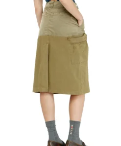Alternative view of חצאית מידי קרגו מכותנה וניילון - ירוק זית