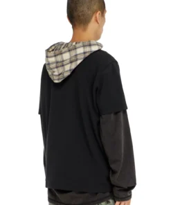 Alternative view of טישרט אינטרלוק מכותנה עם רקמת לוגו - שחור