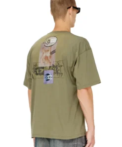 Alternative view of טישרט עם הדפס גרפי ופאצ'ים - ירוק צבאי