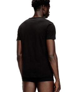 Alternative view of שלישיית טישרט וי עם לוגו קטן - שחור