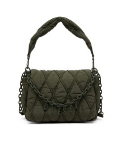 תיק ניילון מונוכרומטי עם שרשרת לוגו - ירוק זית