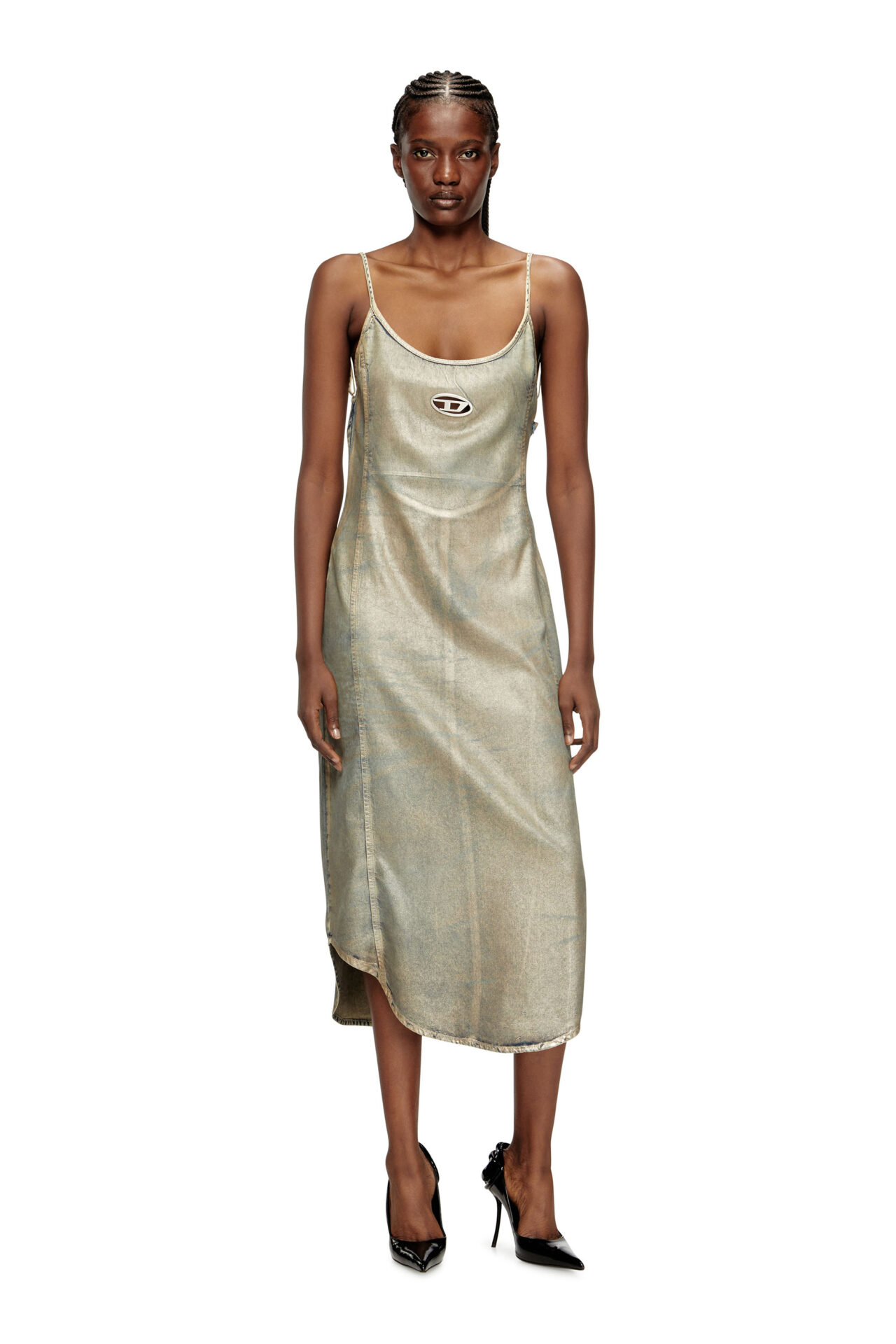 שמלת סליפ מדנים מצופה - כחול בהיר