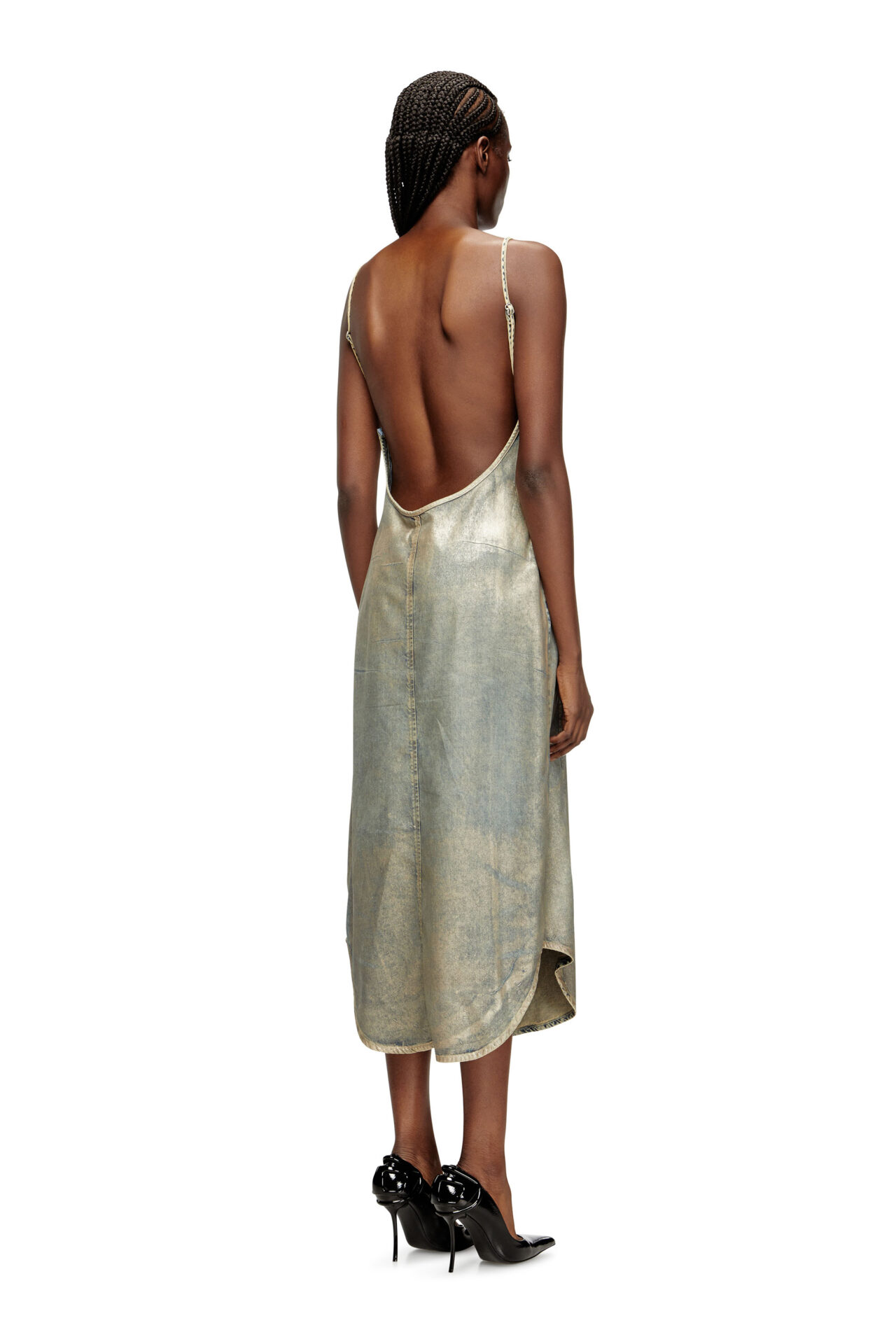 שמלת סליפ מדנים מצופה - כחול בהיר – תמונה 2